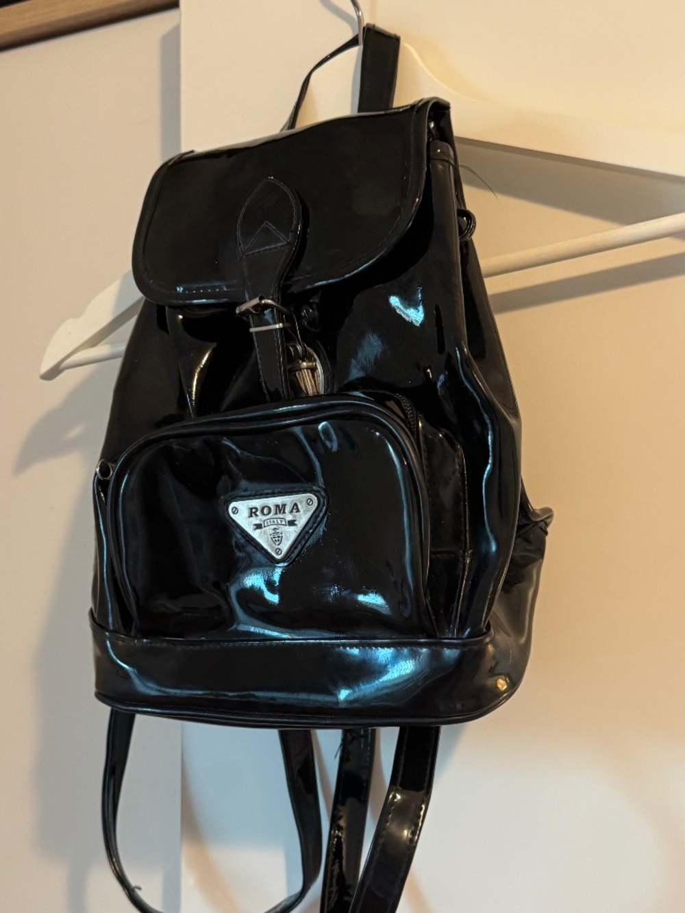 ROMA Black Convertible Backpack Purse